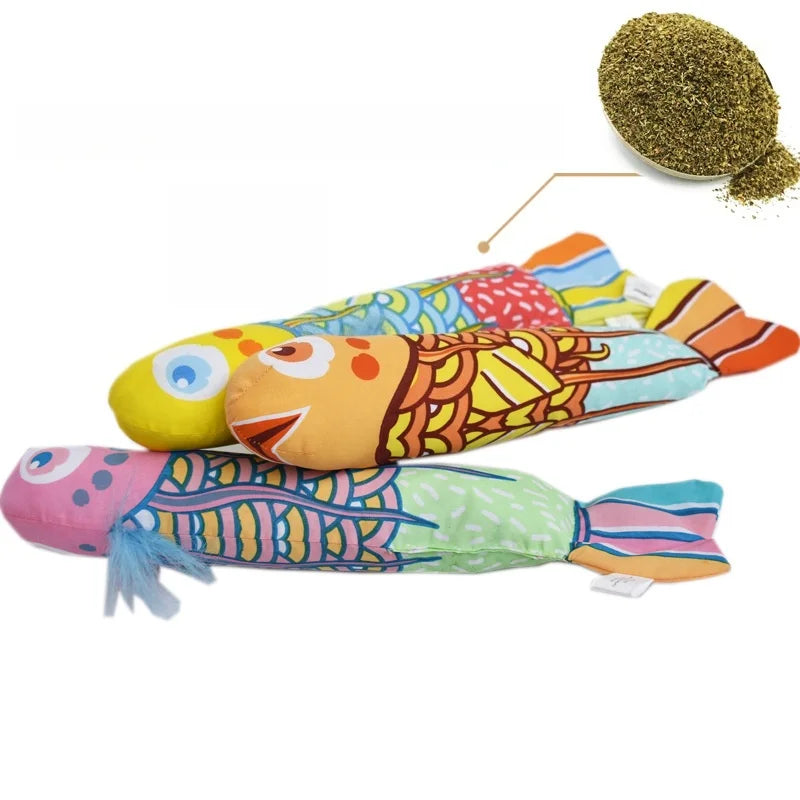 Cat Toy Plush Pillow Crinkle Sound Catnip Fish Interactive Teaser