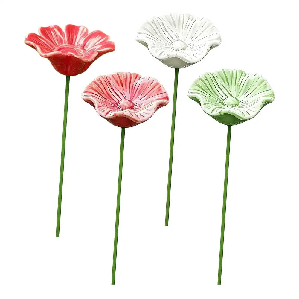 4Pcs Portable Bee Water Feeder ceramic Flower Drinking Fountain Holder Bee Watering Station Bird Bath Stand Bee Feeder Zpaxo 4Pcs