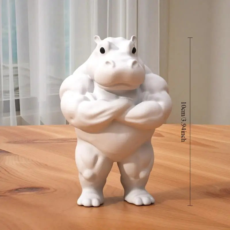 White Muscular Cat, Capybara, Cow, And Tiger Statues, Durable Plastic Home Decorations, Perfect Gift, Interior Living Room Décor Zpaxo A5