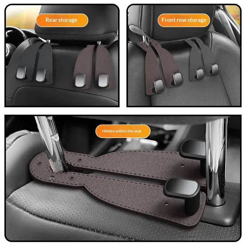 4-Pack Car Headrest Hooks – Backseat Bag Hanger Organizer