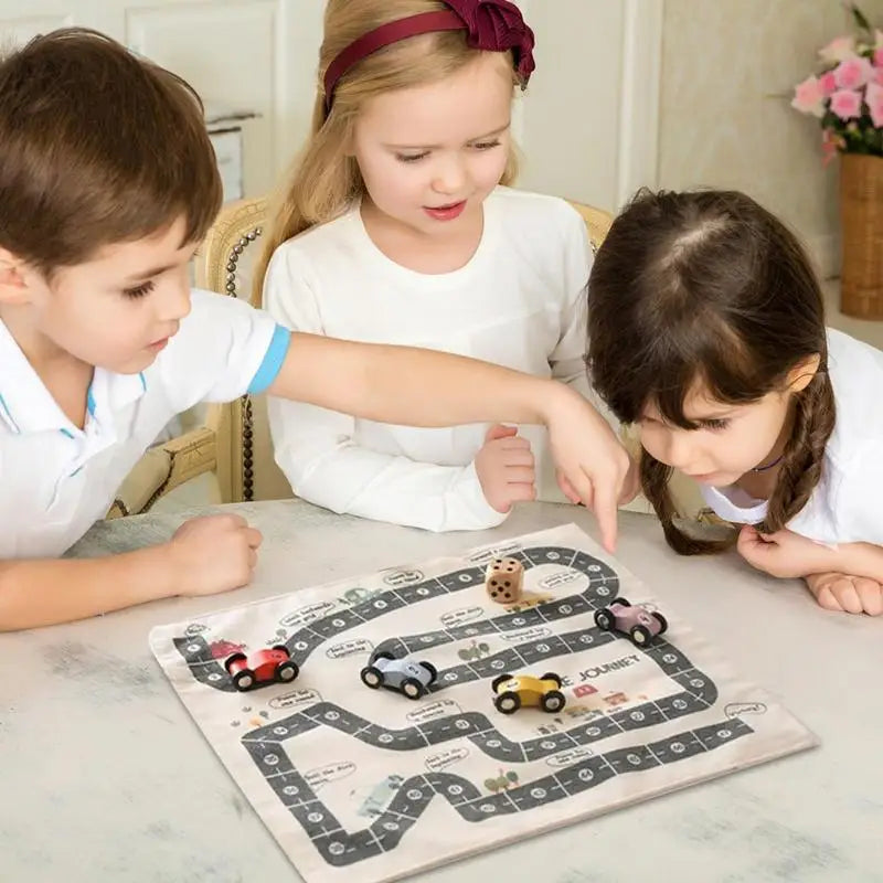 Canvas Car Toy Set Small Wooden Car Maze Toy With Canvas Play Mat Educational Vehicle Set Fine Motor Skills Game Logical Zpaxo