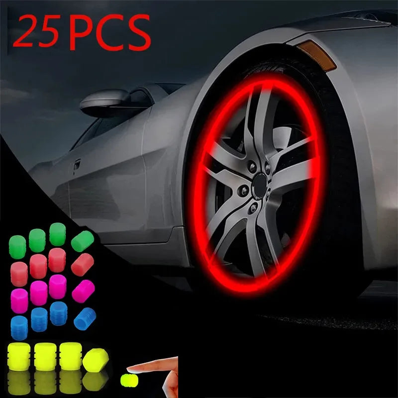 Luminous Glow Valve Caps – Car, Motorcycle & Bike (4–20 Pack)