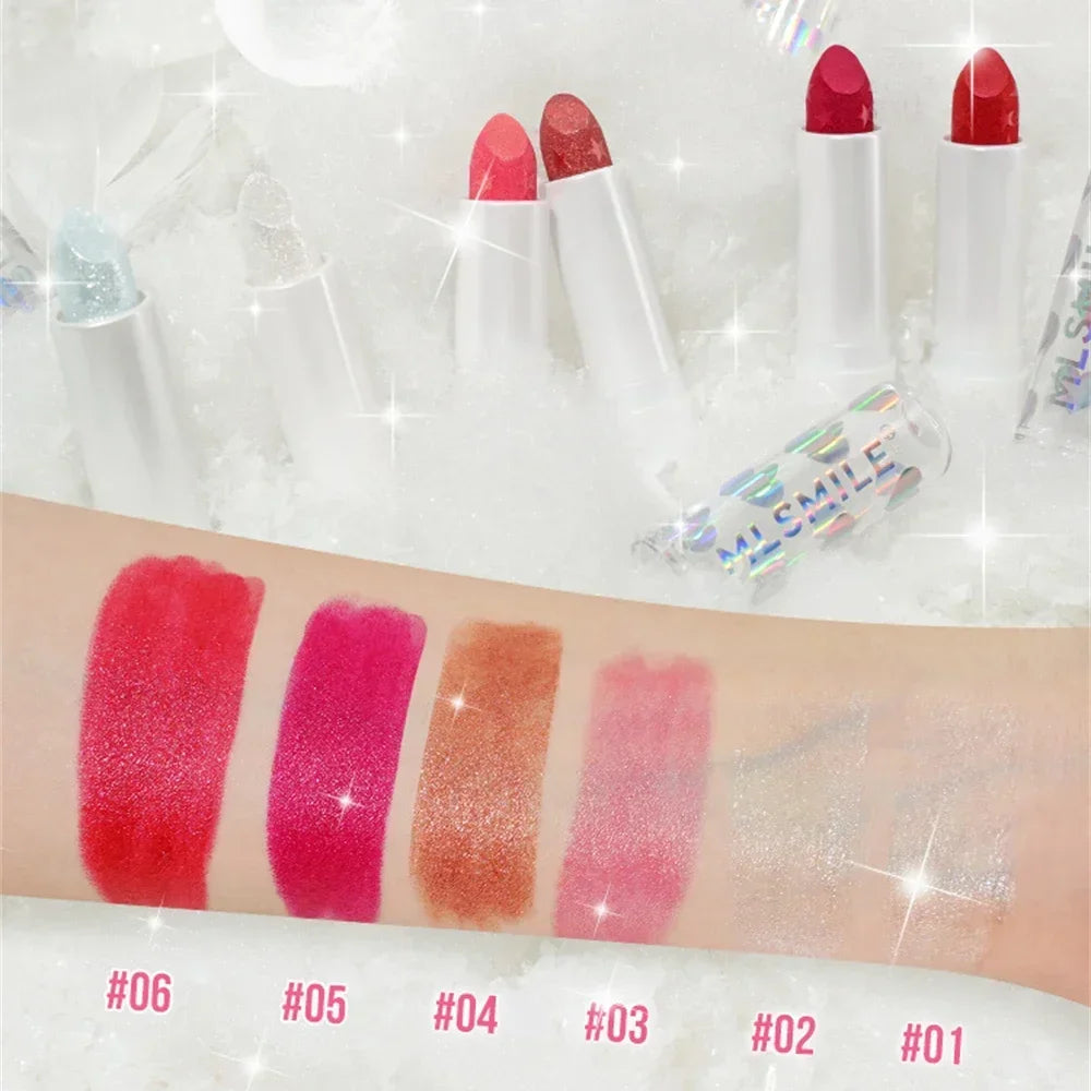 Diamond Pearlescent Lipstick Waterproof Long Lasting Non-stick Cup Matte Velvet Shiny Lipsticks Red Sexy Lips Makeup Cosmetics Zpaxo