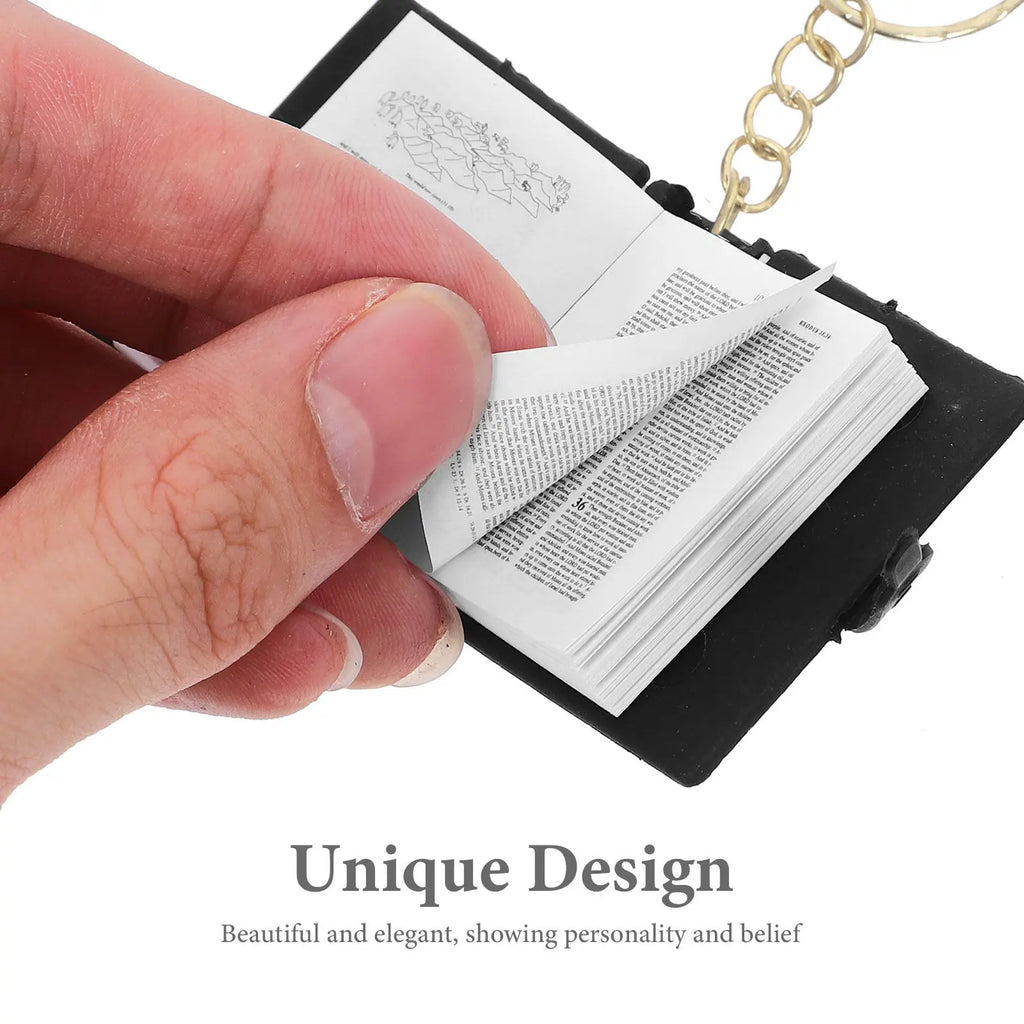 Bible Key Ring Miniature Book Pendant Religious Keychain Decoration