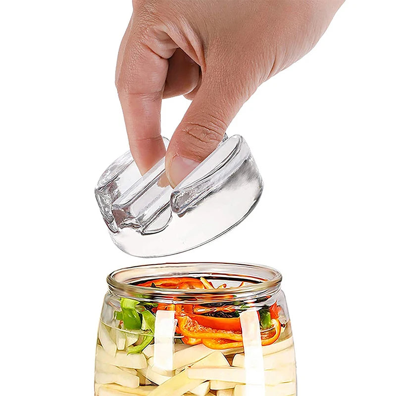 For Jar Pickle Pickling Crock Kimchi Fermentation Glass Weight with Easy Grip Handle Heavy Glass Fermenting Lid Zpaxo