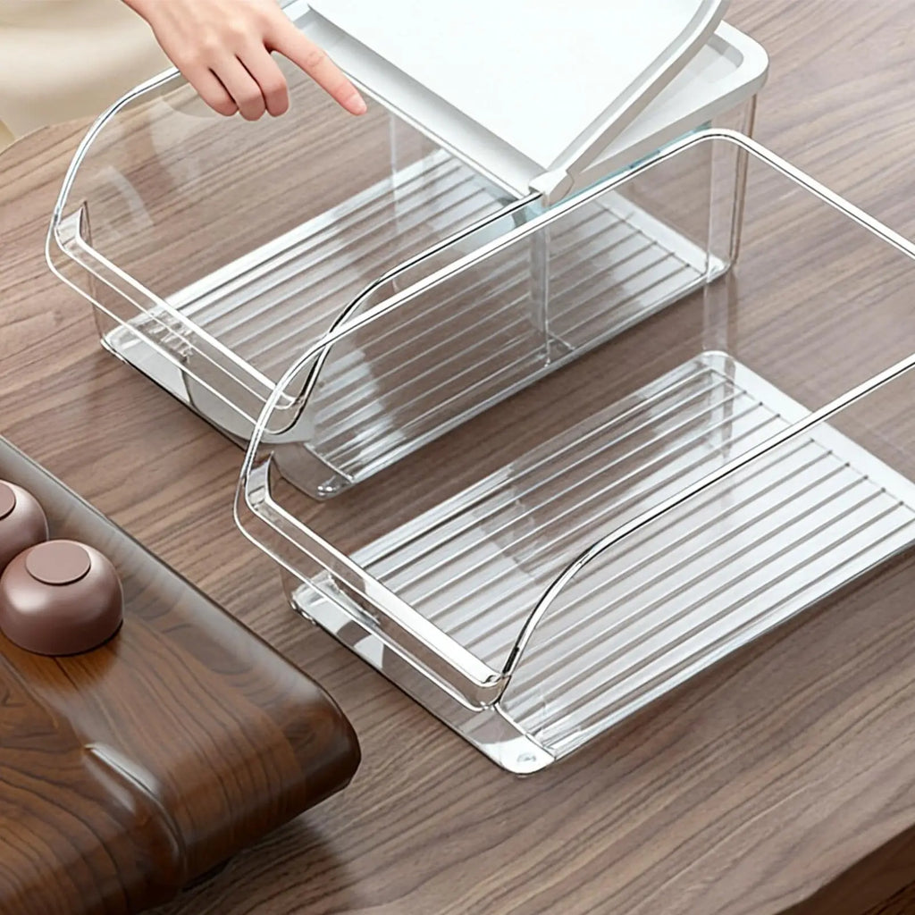 Tea Storage Box Large Stackable Half-open Lid Teacup Containers