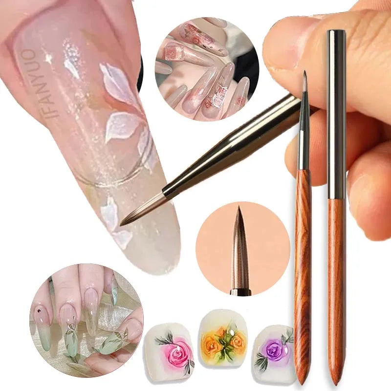 Soft Nylon Wood Handle Watercolor Nail Brush DIY Art Liner Stripes