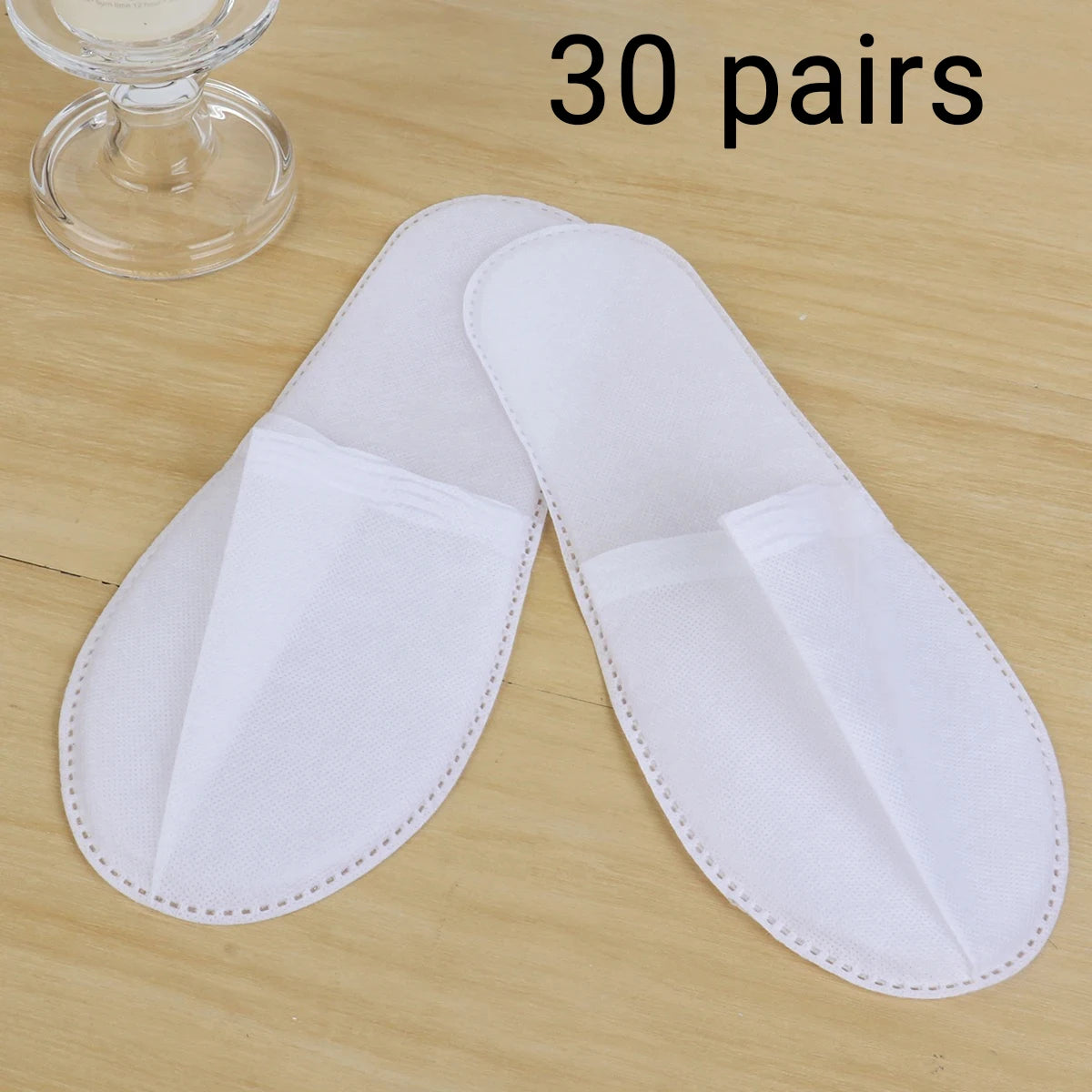 White Disposable Non-Woven Slippers – 10/30/50 Pack Unisex