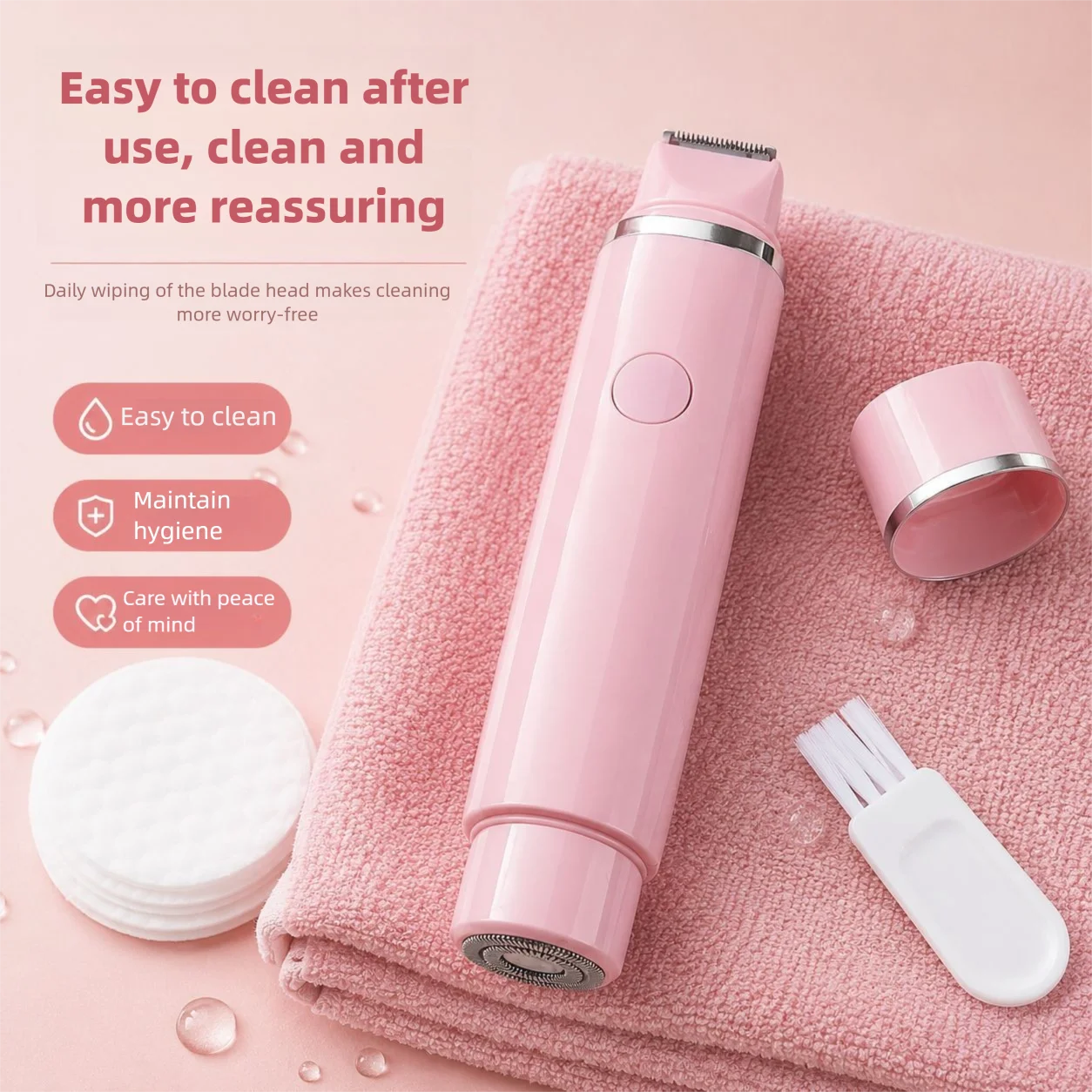 Female 2-in-1 Hair Clipper Dual Head Shaving Device Fully Body Usable