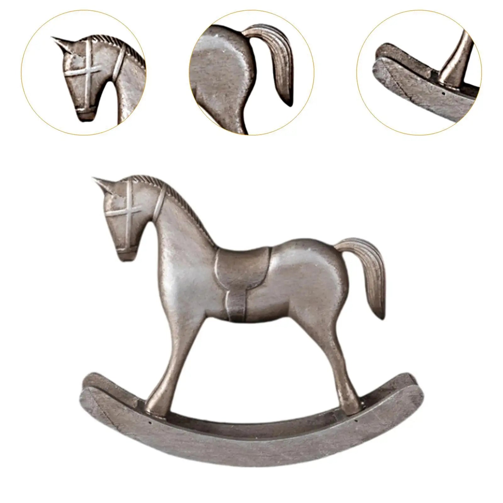 Wooden Rocking Horse Statue – Decorative Figurine for Home & Office Decorative Figurine Zpaxo