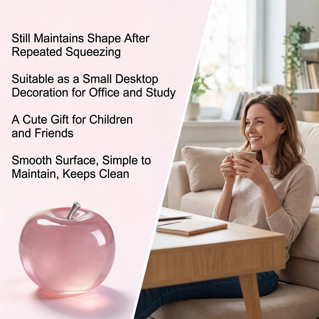Squishy Pink Apple Stress Ball Fidget Sensory Toy – Kids & Adults Squishy Stress Ball Zpaxo