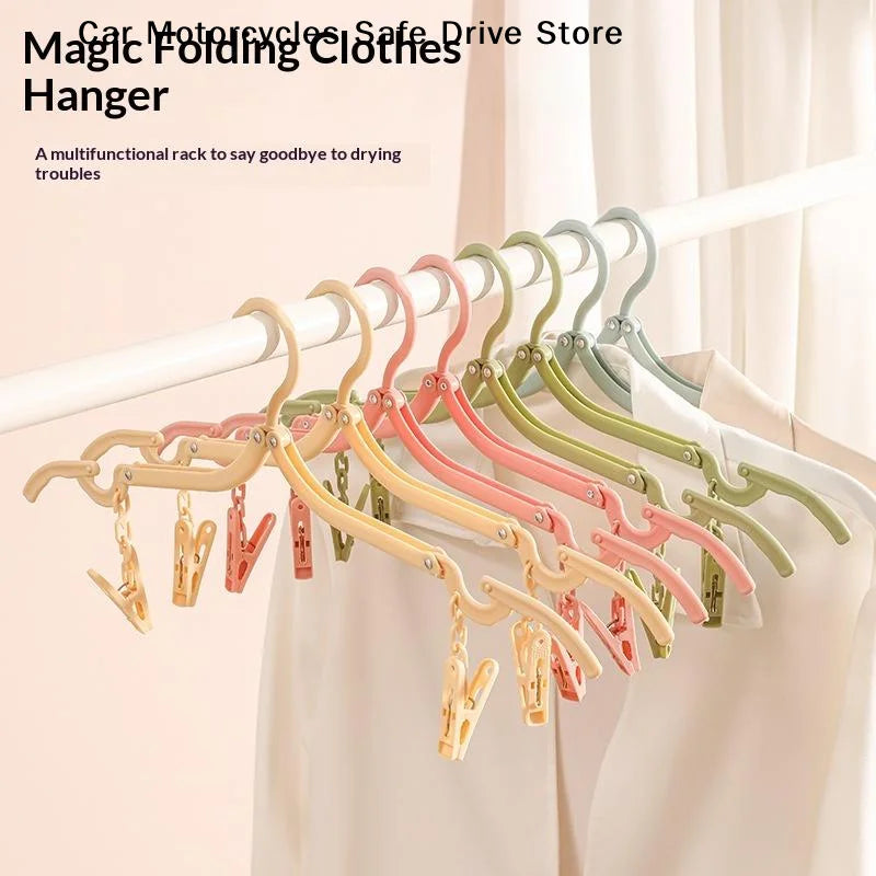 Folding Clothes Hanger Anti Slip Clips Space Saving Design Perfect