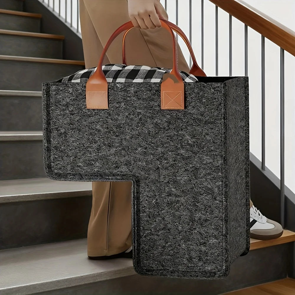 Foldable Stair Storage Basket Heavy-duty Felt Organizer View Window