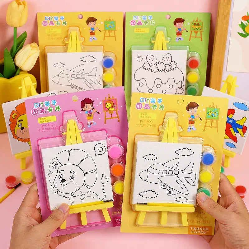 Cartoon DIY Oil Painting Frame Art Graffiti Educational Toy for Kids Birthday Party Favors Kindergarten Rewards Pinata Zpaxo