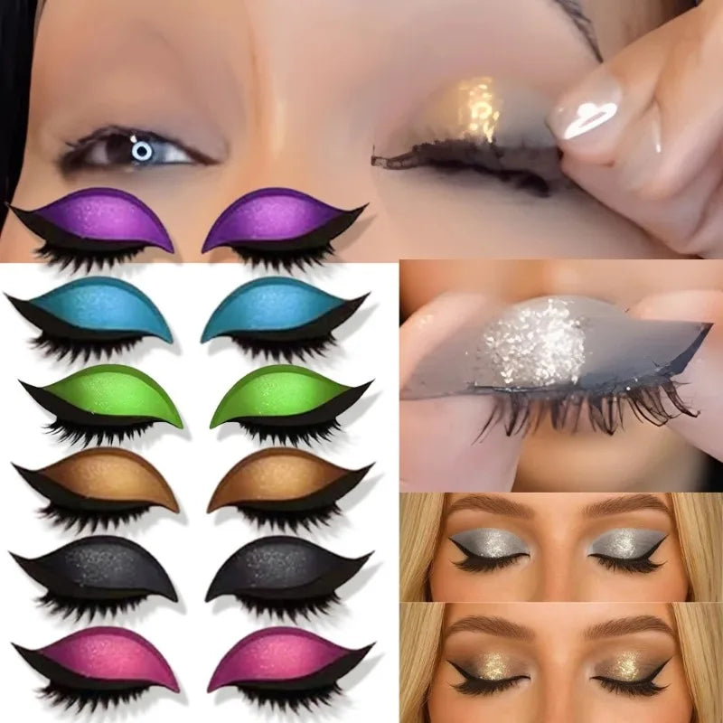 1/2 Pair Reusable Lazy Eye Shadow Eyelash Patch 2-In-1 Eyes Makeup Sticker With False Lashes &Eyeshadow Waterproof Cosmetic Tool Zpaxo