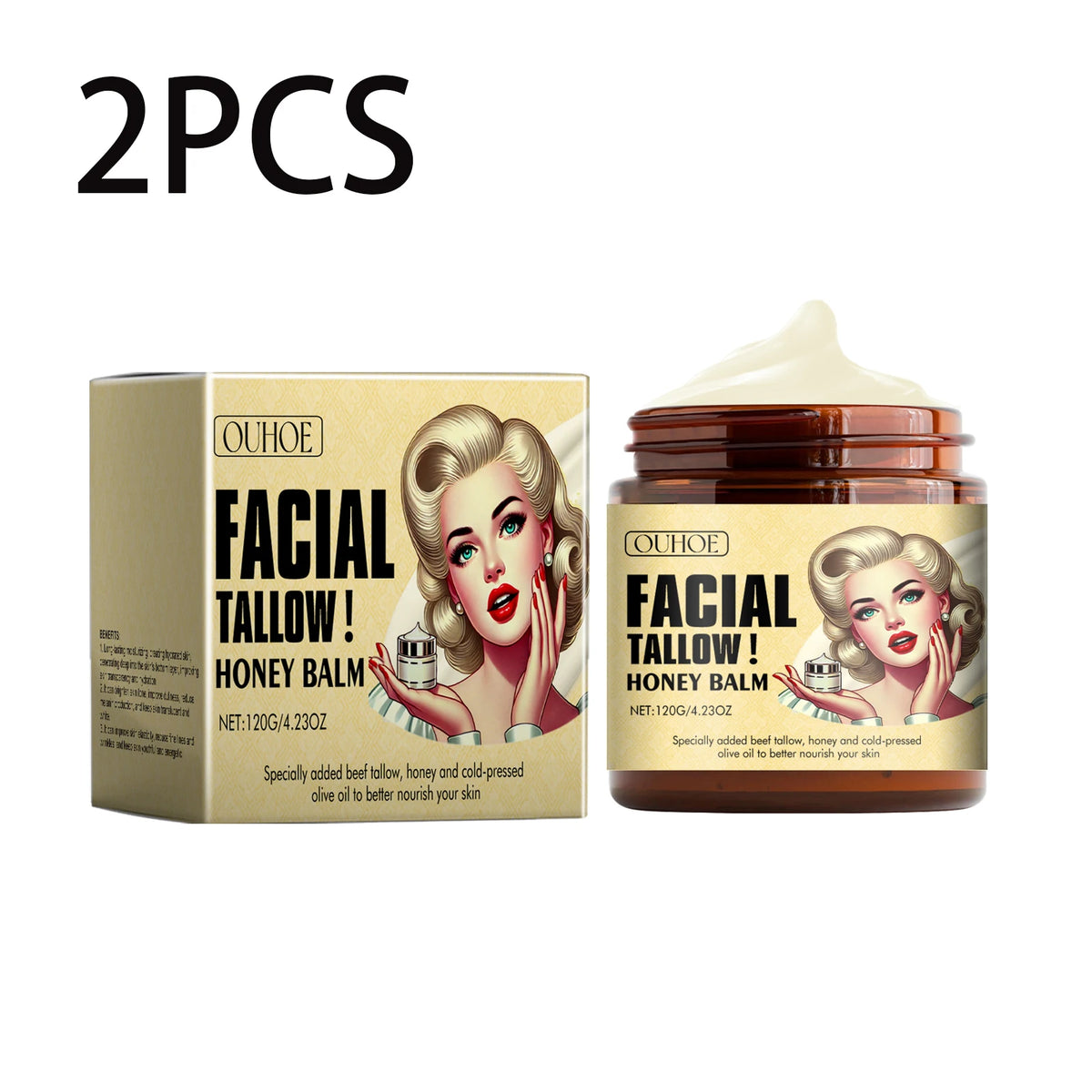 Tallow Honey Balm Fine Lines Removal Lifting Firming Tighten Smooth Improve Puffiness Hydrating Nourish Moisturizing Face Cream Zpaxo 240g boxed