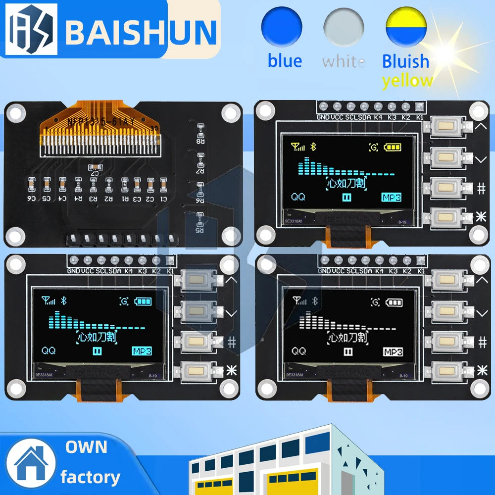 Product OLED IIC White YELLOW BLUE 12864 Display 4x4 Key I2C SSD1315 Zpaxo