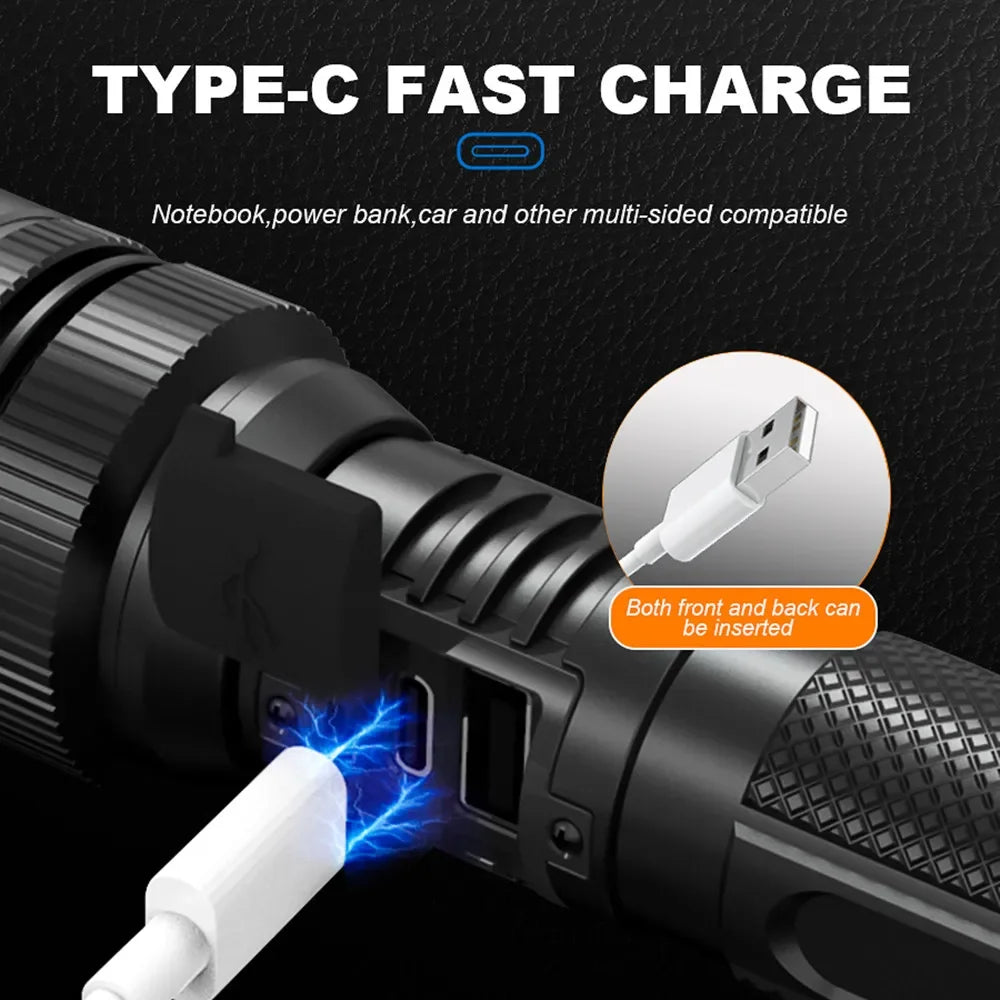 Ultra Bright Rechargeable LED Flashlight – Zoomable Torch