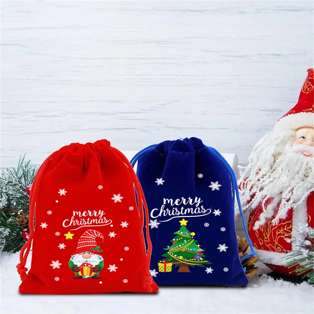 Christmas Velvet Drawstring Gift Bags – Candy & Jewelry Pouches Drawstring Gift Bag Zpaxo