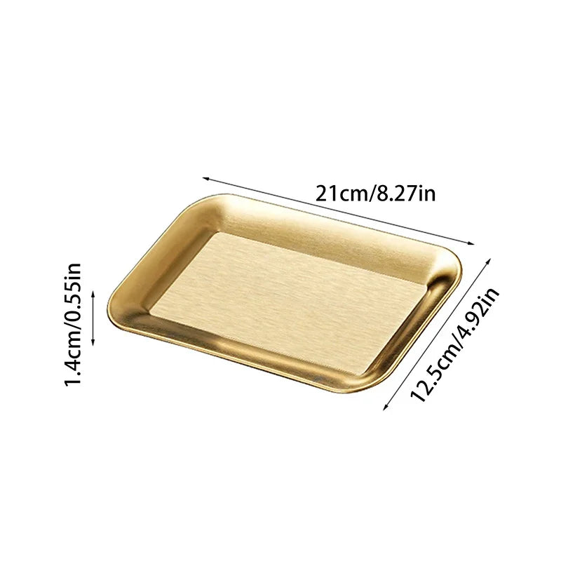 Luxury Square Stainless Steel Serving Tray,Coffee Tray,Desserts – Elegant Serving Platters For Cafe, Restaurant Bathroom Tray Zpaxo S Gold