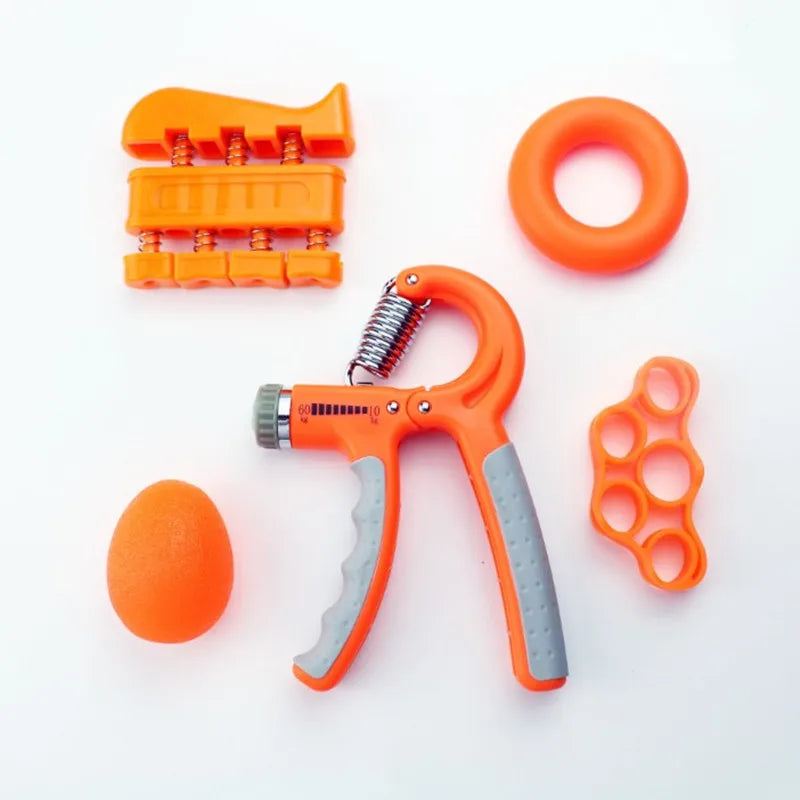 Gym Fitness Adjustable Count Hand Grip Set Finger Forearm Strength Muscle Recovery Gripper Exerciser Trainer Ball Decompression Zpaxo orange 5pcs