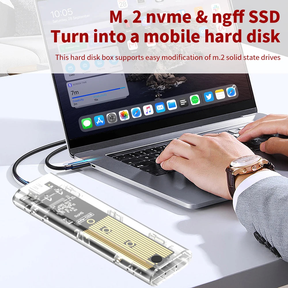 M.2 NGFF or NVME to USB3.0 Mobile Hard Disk Case SATA SSD Type-C 5Gbps Enclosure Adapter Zpaxo