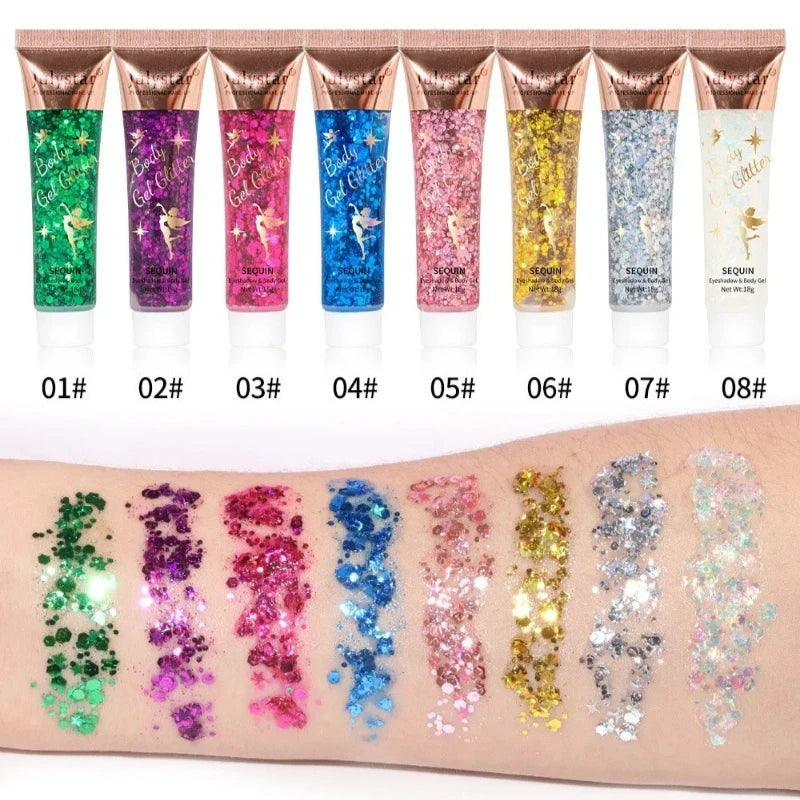 Sequins Glitter Gel Multifunctional Body Face Nail Hair Flash Liquid Zpaxo
