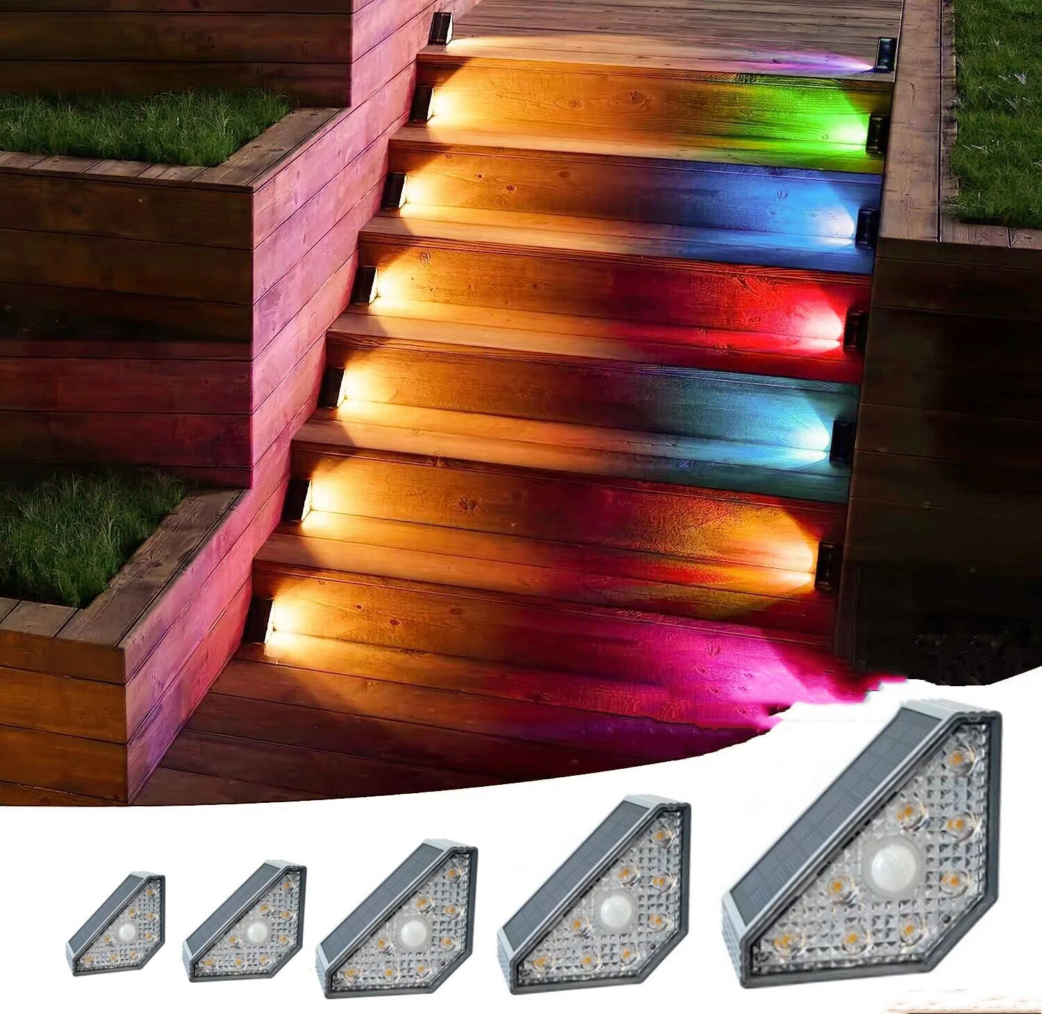 Solar Stair Lights Motion Sensor Waterproof IP67 3 Mode RGB Changing Zpaxo with Sensor 1 PCS China Mainland