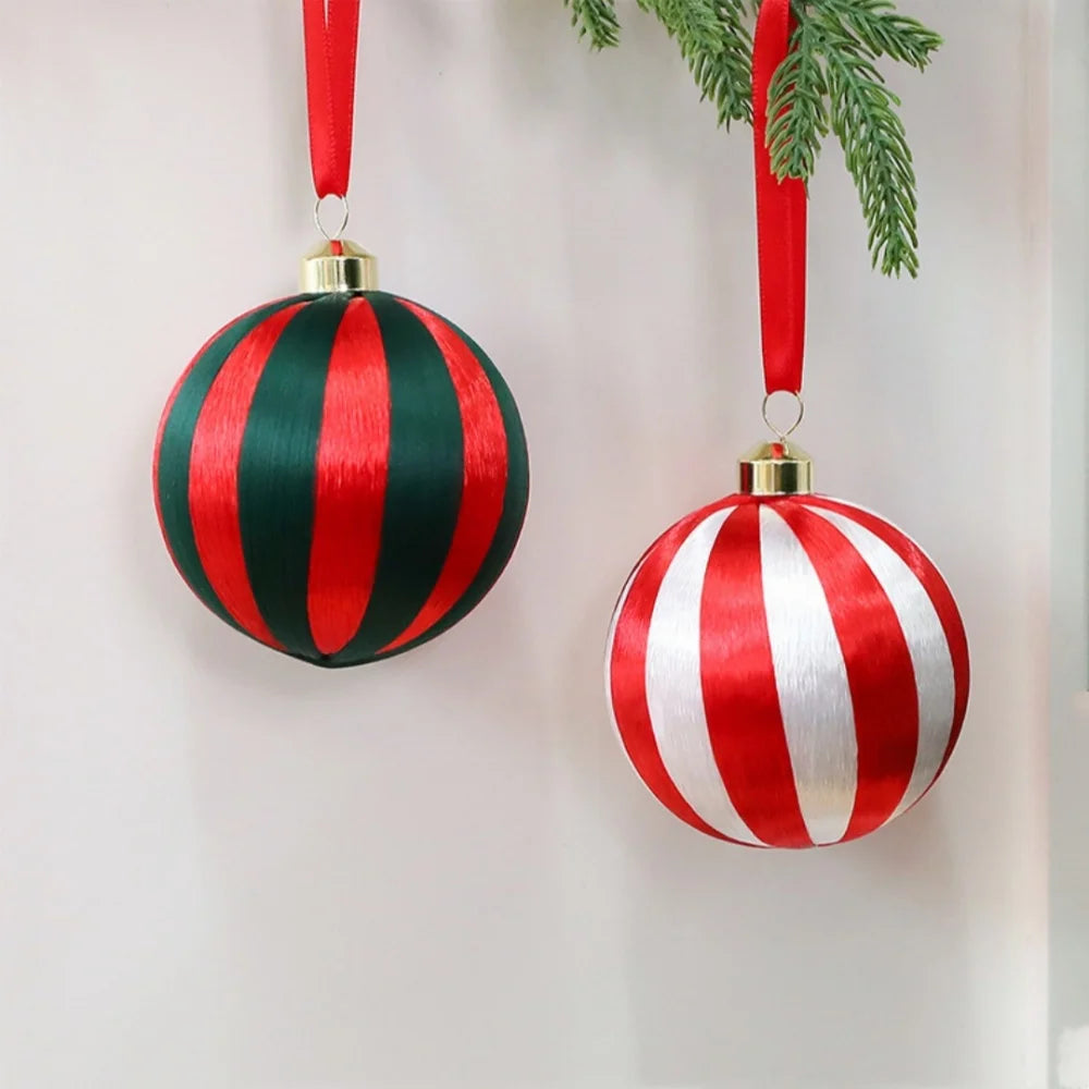 6-Pack 8cm Red & White Striped Christmas Ball Ornaments Christmas Ornaments Zpaxo