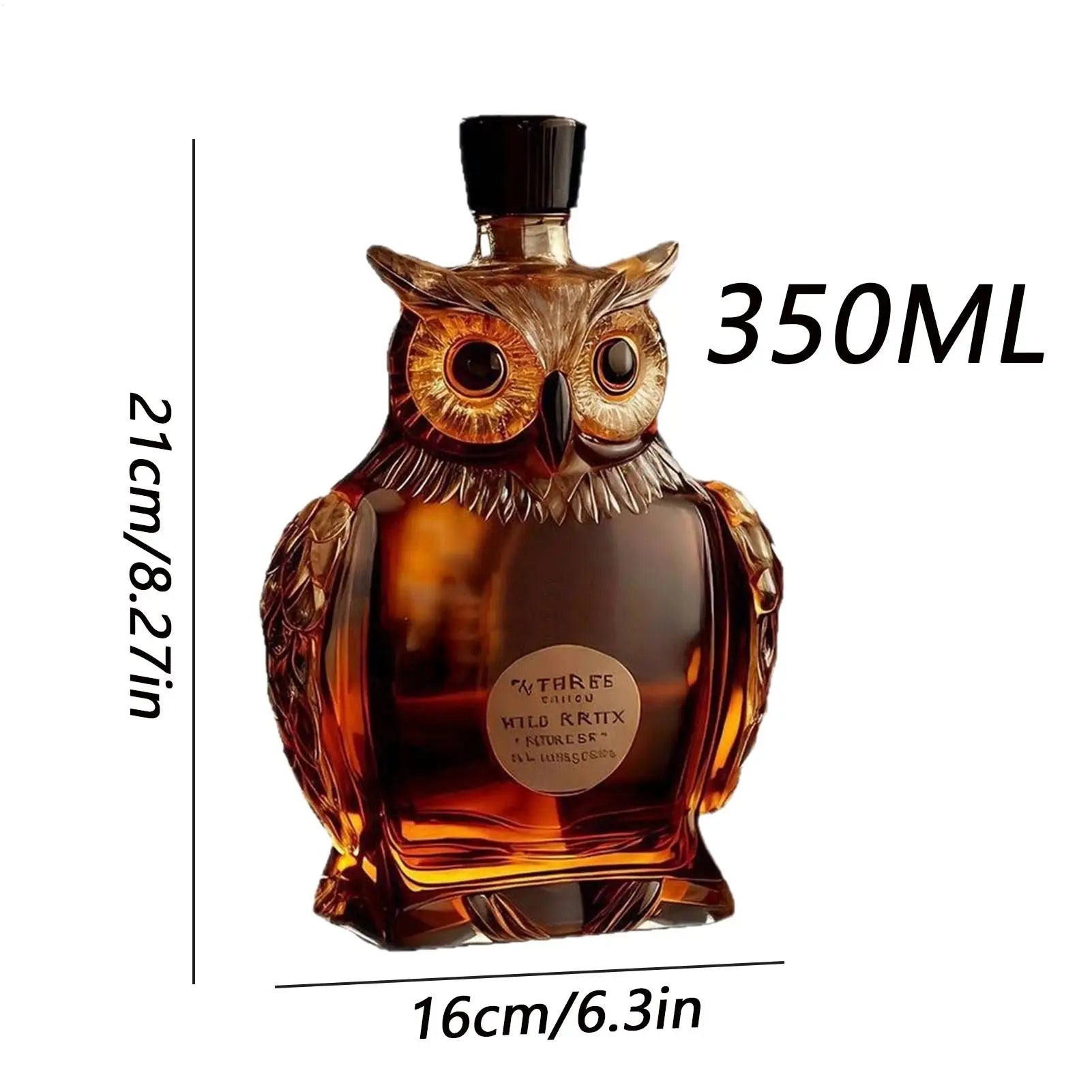 Whiskey Decanter Bottle Owl Shape Vintage Wine Glass Father Boyfriend