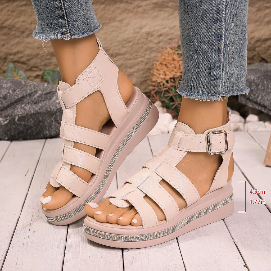 Summer Women Wedge Sandals Breathable Comfort Shoes Trend Lightweight Zpaxo Beige 43