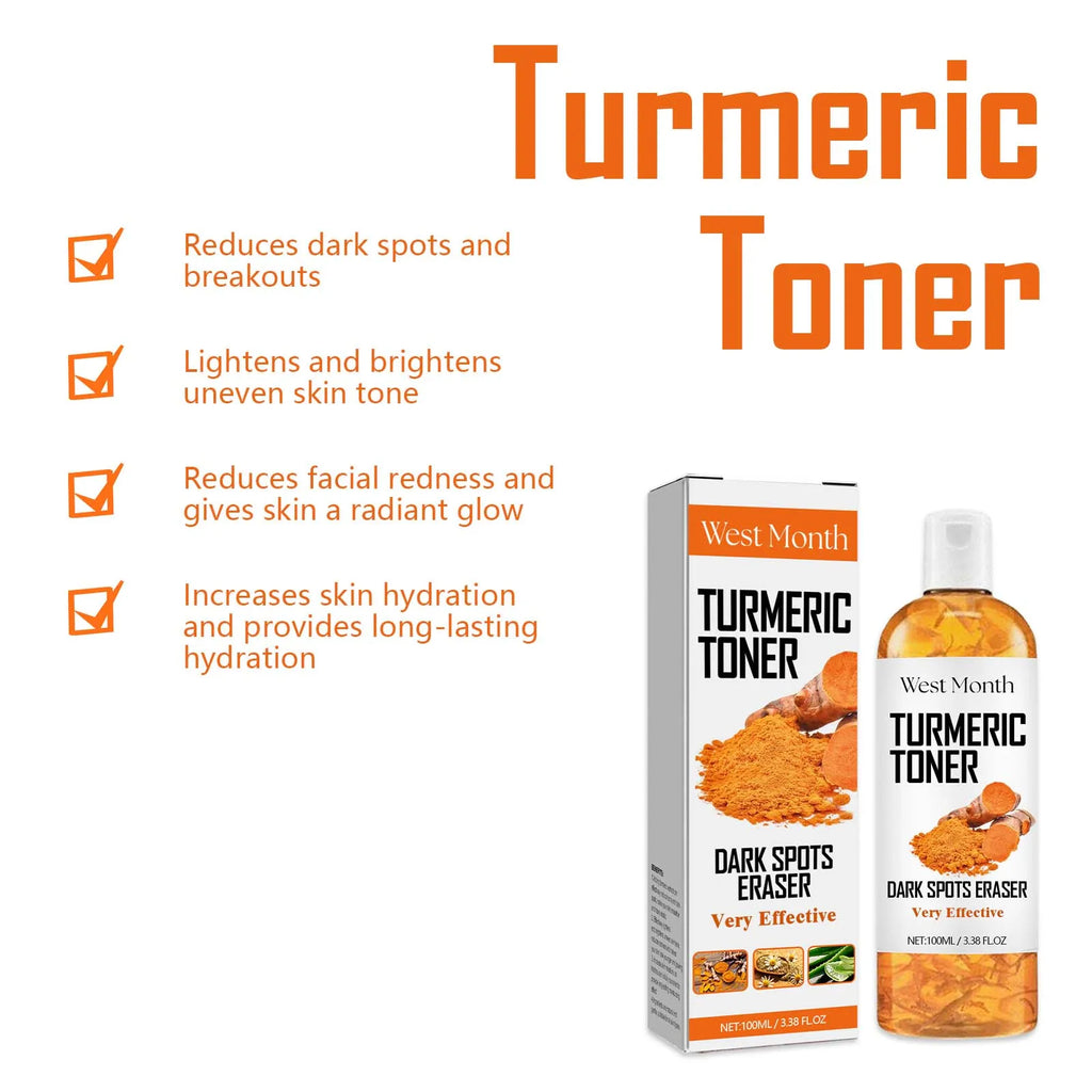 Turmeric Toner Dark Spots Removal Brightening Spots Corrector Remove Freckle Fade Melasma Moisturizing Turmeric Face Toner Zpaxo