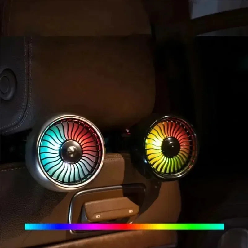 USB Car Fan Dual Head RGB 3-Speed Rear Seat Cooler | Zpaxo