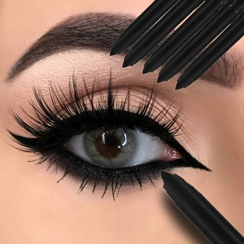 5PCS Waterproof Black Eyeliner Gel Pencil Lasting Natural Easy Wear Matte Quick Drying Non-Smudge Eye Liner Gel Pen Makeup Zpaxo