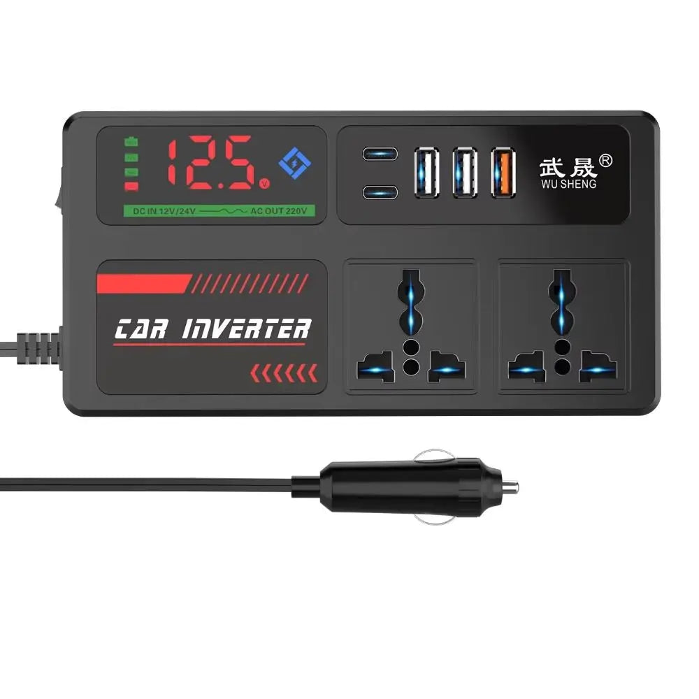 DC 12V 24V AC 220V Car Inverter Power Adapter Double Type-c QC3 0 Zpaxo