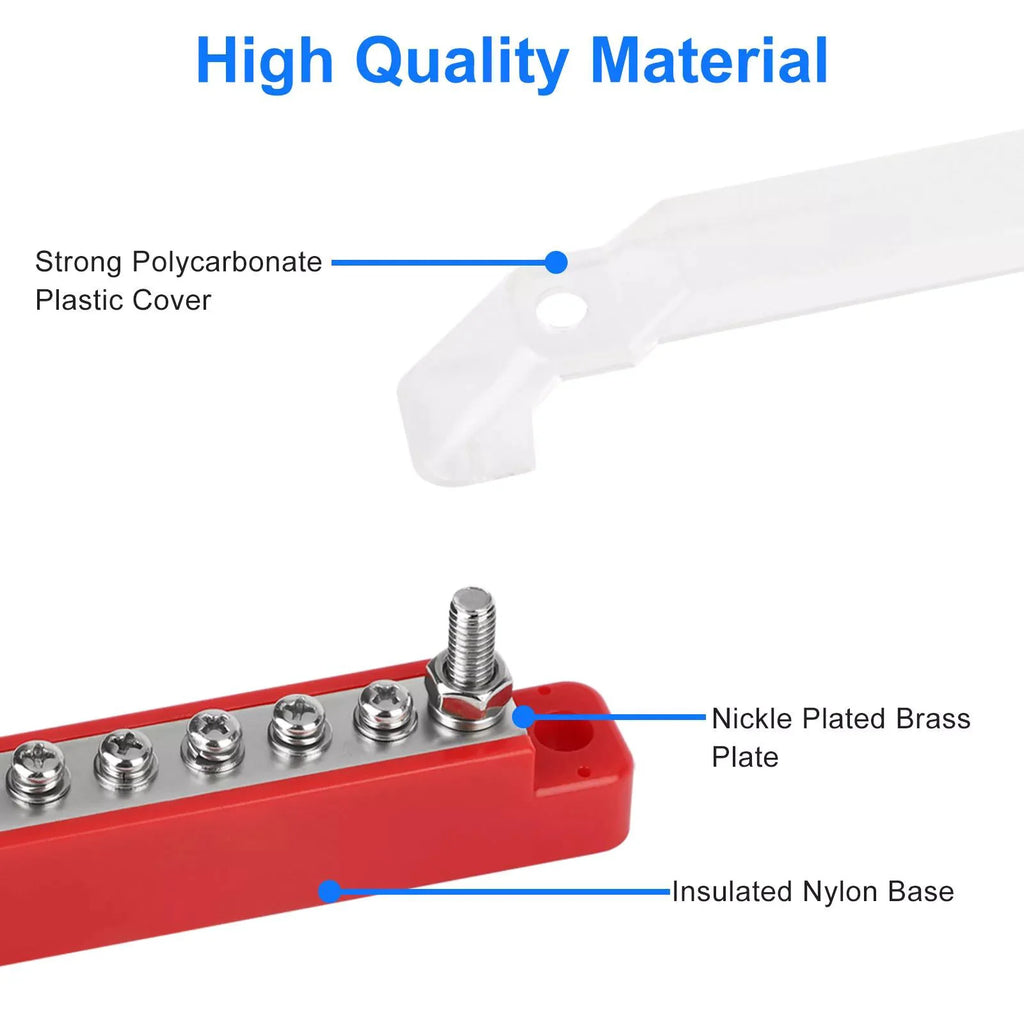 M6 12V Terminal Block Bus Bar 1 4-inch Stud 150A Electrical Power