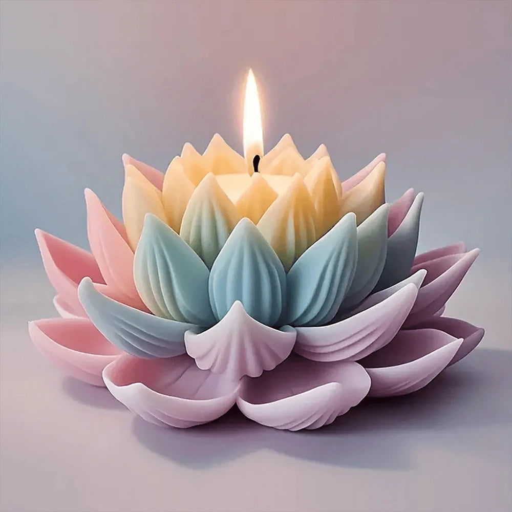 3D Lotus Candle Mold DIY Lotus Flower Aromatherapy Soap Gypsum Clay Craft Silicone Resin Mold Fondant Chocolate Cake Mould Zpaxo