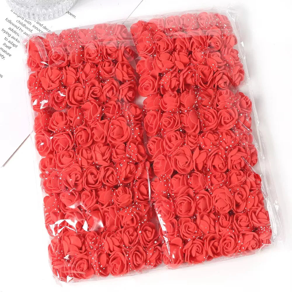 144 Mini Artificial Rose Foam Flower Teddy Bear Bouquet Wedding Home Zpaxo Red 2 PACK