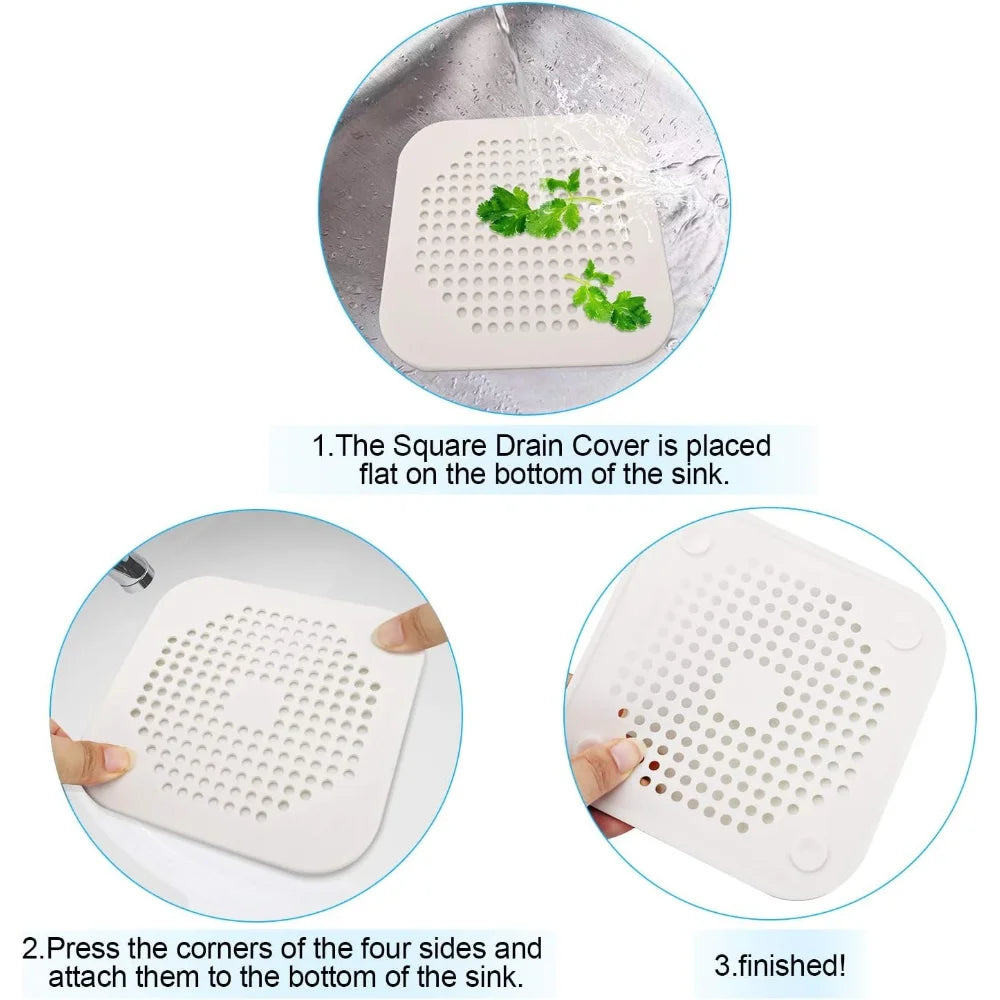 Silicone Drain Strainer Set 6/9pcs – No-Clog Filter & Suction Base