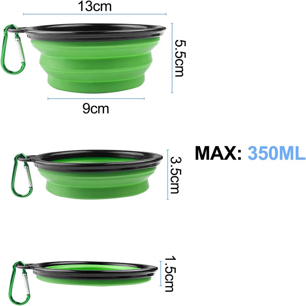 Dog Bowls Expandable Foldable Travel Pet Carabiners Durable Plastic Zpaxo