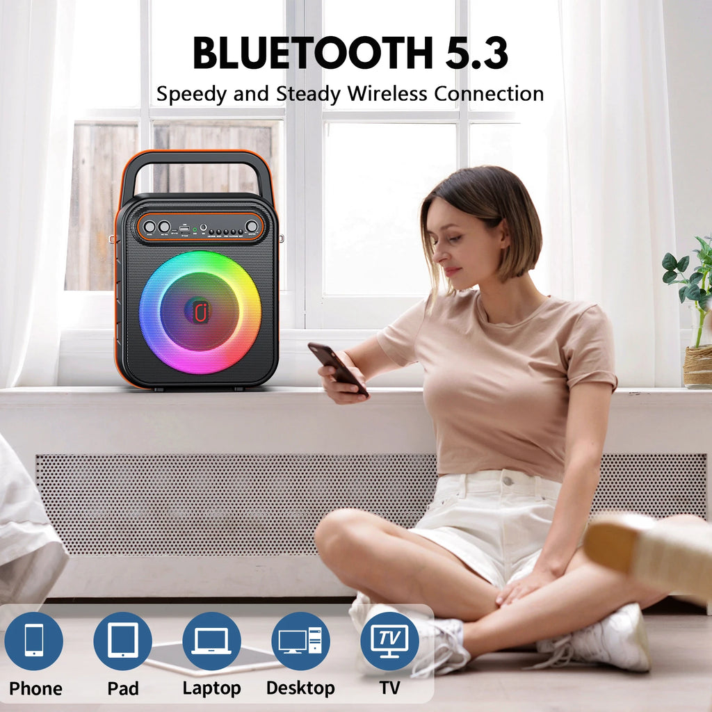 Karaoke Machine Adults Kids Portable Bluetooth Speaker Microphones PA