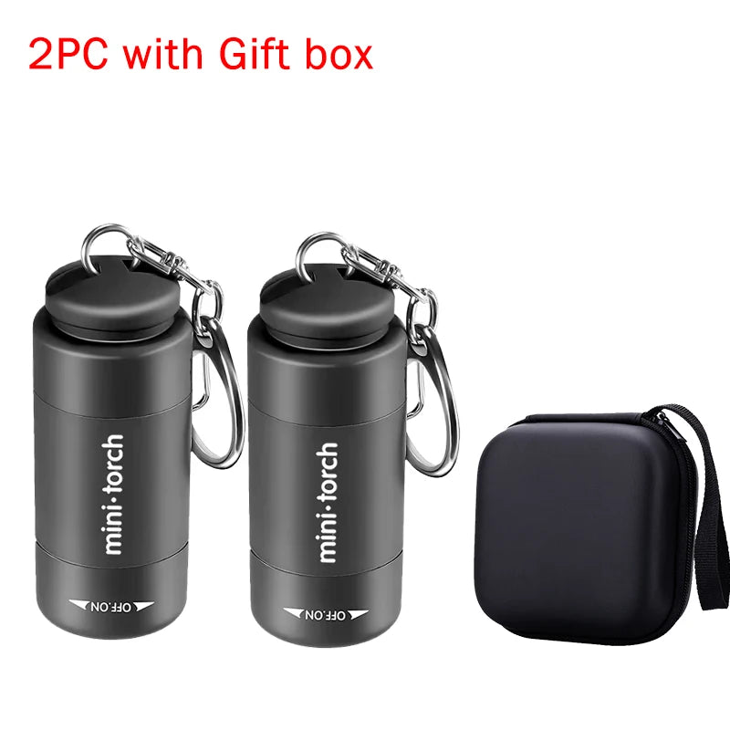 USB Rechargeable LED Multifunctional Strong Light Pocket Keychain Zpaxo 2PC with gift box