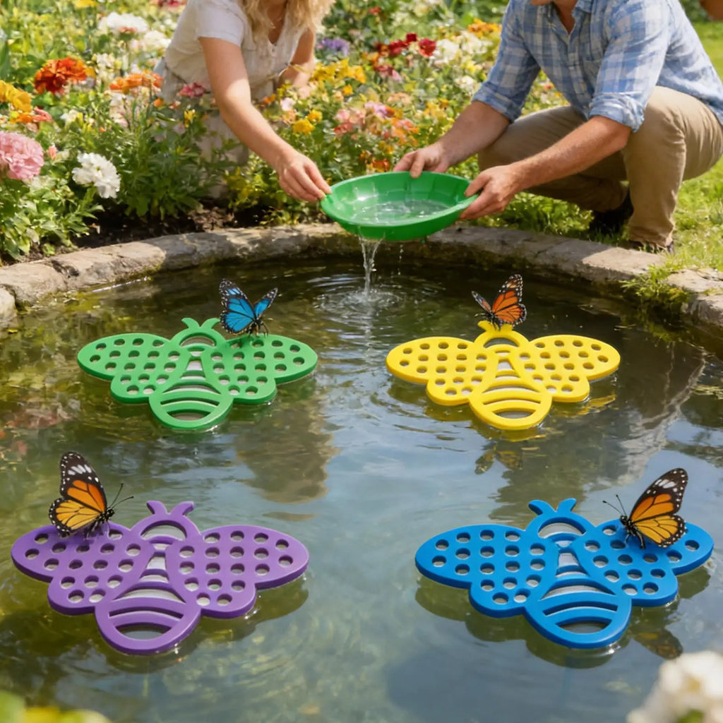 Floating Bee Watering Station 4 PVC Foam Butterfly Drinker Garden
