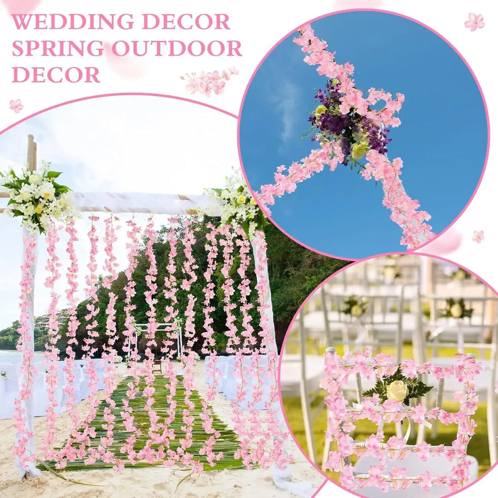 Long Realistic Artificial Cherry Blossom Wisteria Hanging Vine