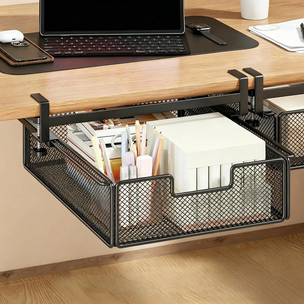 Under Desk Drawer Slide Out No Drilling Storage Organizer Tray Self