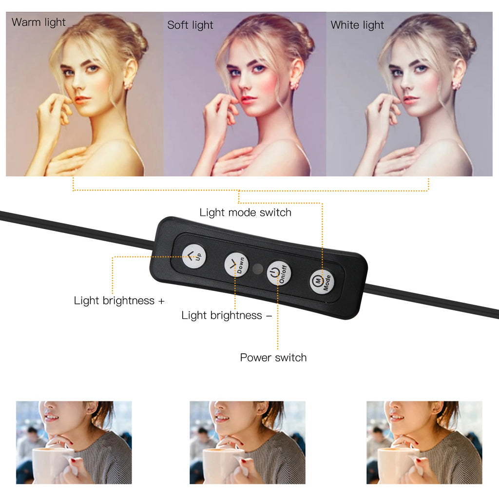 LED Dimmable Light Selfie Fill Clip Live Video Laptop Tablet
