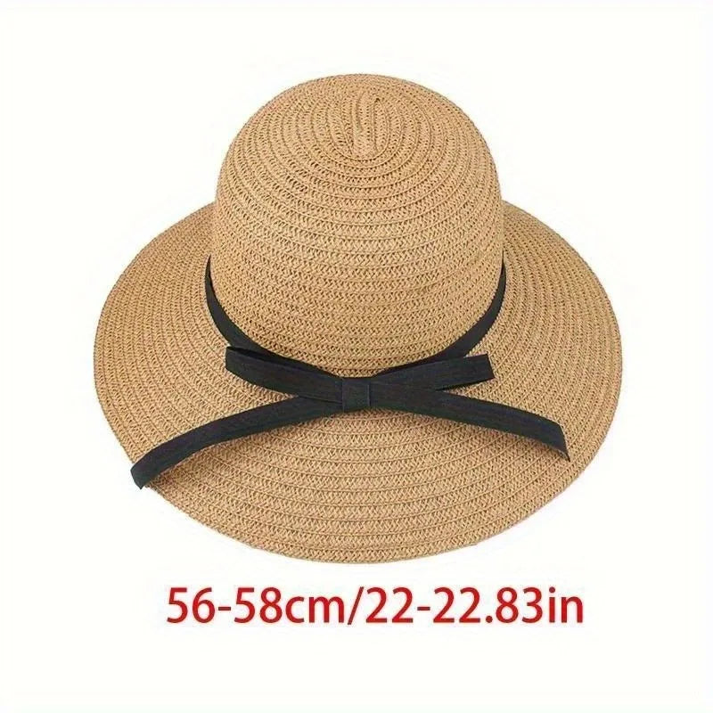 Summer Straw Hat Big Wide Brim Foldable Beach Sun Floppy Block UV