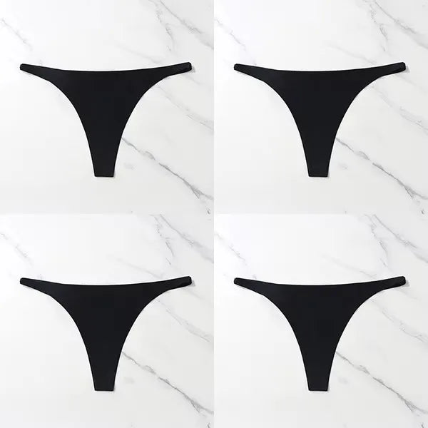 Ice Silk Seamless Thong Panties for Women – 1–4 Pack