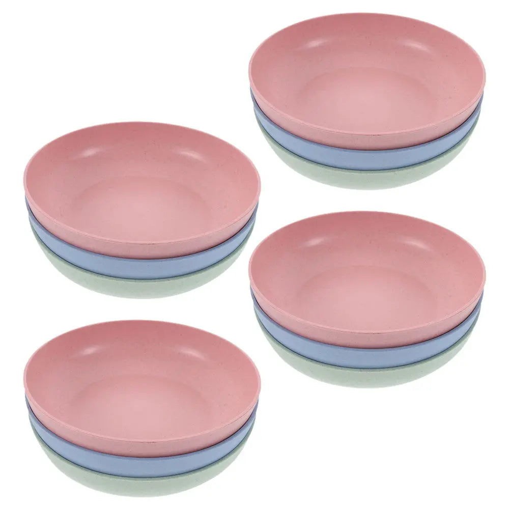 Shallow Round Cat Food Bowl Wheat Fiber PP Material Non-slip Stable