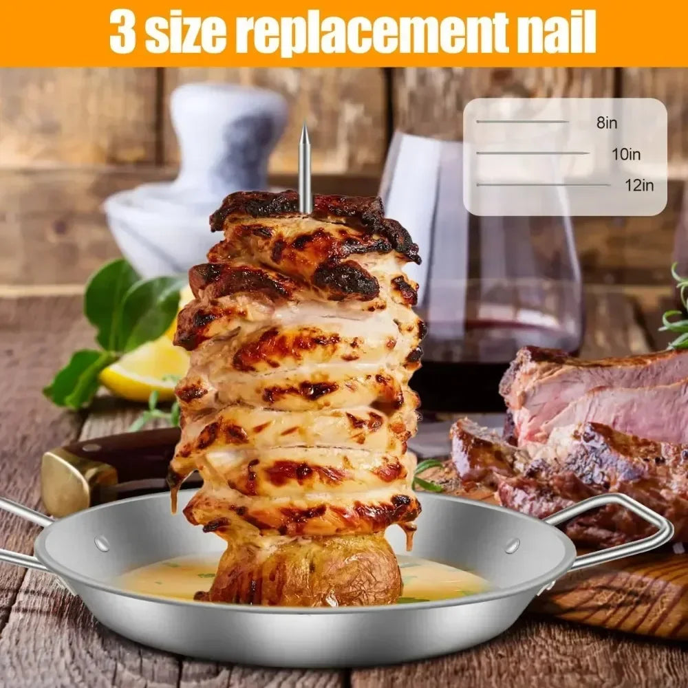 BBQ Stainless Steel Vertical Meat Skewer Roasting Meat Spit Skewers Brazilian Spikes Barbecue Grilling Rack Kitchen Accessories Zpaxo